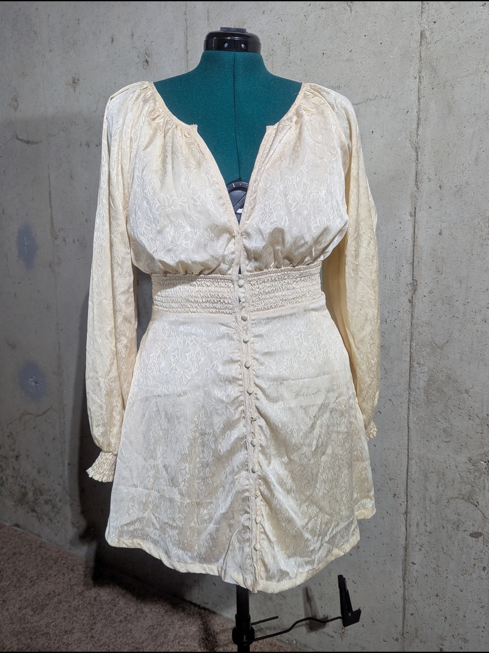 Urban Outfitters Cream Long-Sleeve Mini Dress L